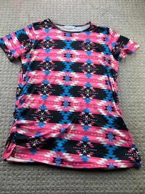 MISSLOOK Shirt Women Size 3XL Plus Size Tee Pink Black Colorful T-Shirt